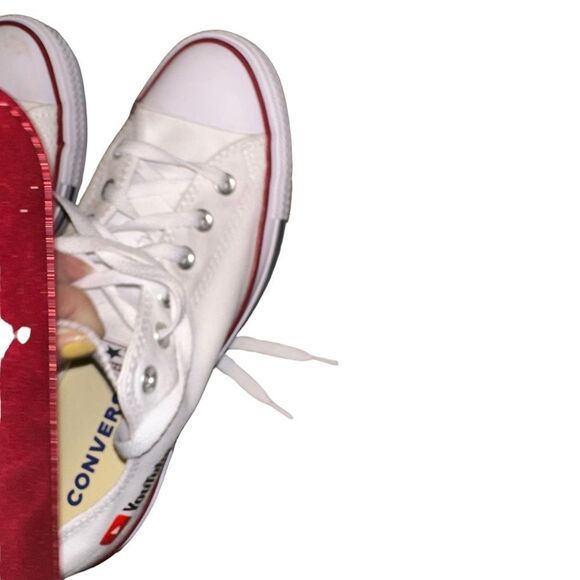 Converse Chuck Taylor All Star Low White Canvas Sneakers YouTube Logo 9.5 - Picture 4 of 15